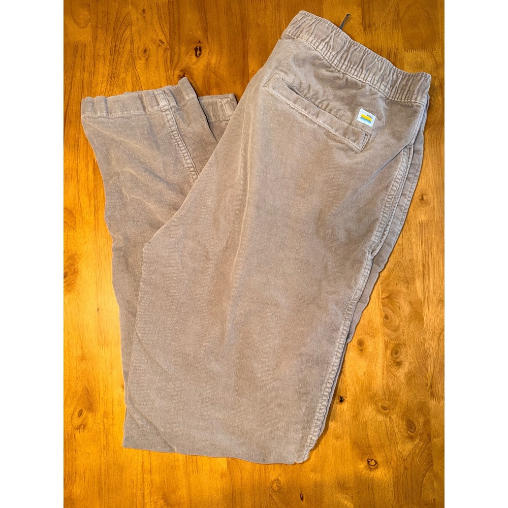 Vuori Mens Corduroy Pants Tan Khaki Elastic Waist Drawstring Size Large 533